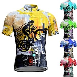 Voor heren Wielrenshirt Korte mouw Fietsen Shirt Kleding Bovenlichaam met 3 achterzakken Bergracen Wegwielrennen Ademend Sneldrogend Vochtregelerend Reflecterende strips Geel Rood Blauw Grafisch Lightinthebox