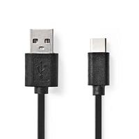 Nedis, USB 2.0 Type C Mannelijke naar Plug, 0,1 m, Zwart