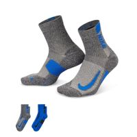 Nike Hardloopsokken Multiplier Enkel 2-Pack - Grijs/Blauw