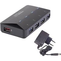 Renkforce USB 3.2 Gen 1-hub 4 + 1 poorten Met snellaadpoort, Met status-LEDs Zwart - thumbnail