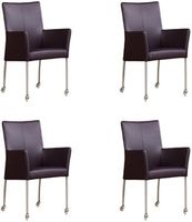 Set van 4 Donkerpaarse leren moderne eetkamerstoelen Comfort - Toledo Leer Merlin (donkerpaars leer)