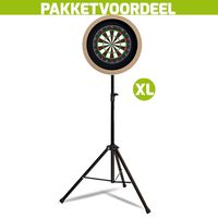 Lena Professional Dartbord + Lena Dartbordverlichting Basic XL Plain + Dartstandaard - thumbnail