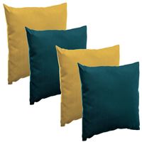 Bank/sier/tuin kussens voor binnen/buiten set 4x stuks geel/emerald groen 40 x 40 cm - thumbnail