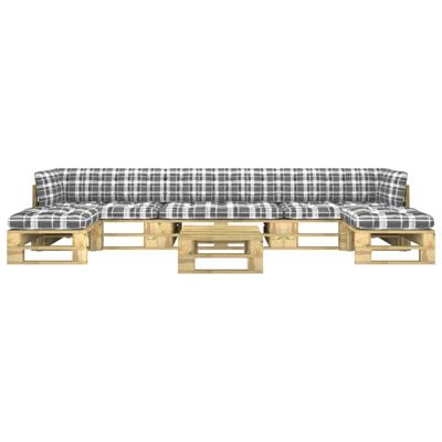 vidaXL 6-delige Loungeset pallet met kussens groen geïmpregneerd hout