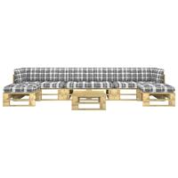 vidaXL 6-delige Loungeset pallet met kussens groen geïmpregneerd hout