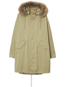 Burberry parka à capuche bordée de fourrure - Vert