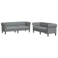 vidaXL 2-delige Loungeset stof lichtgrijs, bankenset, tv-stoel, fauteuil, sofa, stoffen bank, beklede bank, stoffen bank, loungebank