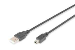 Digitus USB-kabel USB 2.0 USB-A stekker, USB-mini-B stekker 3.00 m Zwart Met OTG-functie AK-300108-030-S