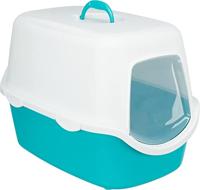 Trixie 40275 Vico, kattentoilet met kap, 40 × 40 × 56 cm, aquamarijn/wit