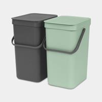 Brabantia Sort & Go afvalemmer 2 x 12 L Dark Grey & Jade Green (732146) - thumbnail