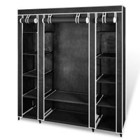 VidaXL 240495 Kledingkast & kast voor slaapkamer 12 schappen 3 deur(en) Zwart Garderobe