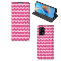 OPPO A74 4G Hoesje met Magneet Waves Pink