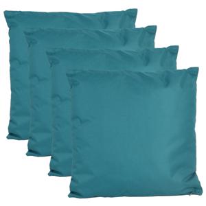 Buiten of tuin sier kussens - 4x - petrol blauw - 45 x 45 cm - binnen/buiten - tuinbank