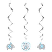 Hangdecoratie Swirl Olifant Blauw Geboorte (3st) - thumbnail