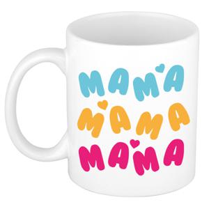 Bellatio Decorations Cadeau koffie/thee mok voor mama - multi - hartjes/liefde - Moederdag   -