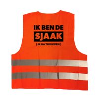 Ik ben de sjaak ik ga trouwen hesje oranje met reflecterende strepen voor volwassenen - thumbnail