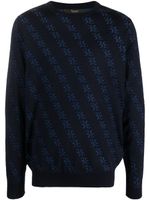 Billionaire pull à motif monogrammé en jacquard - Bleu