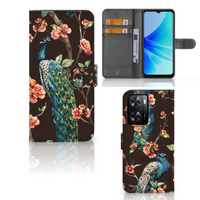 PPO A57 | A57s | A77 4G Telefoonhoesje met Pasjes Pauw met Bloemen