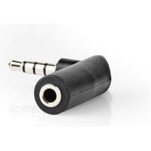 Stereo-Audioadapter | 3,5 mm Male - 3,5 mm Female | 90° Gehoekt | 4-Polig | Zwart