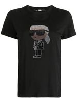 Karl Lagerfeld t-shirt Ikonik à ornements strassés - Noir