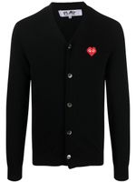 Comme Des Garçons Play cardigan en maille fine à patch logo - Noir - thumbnail