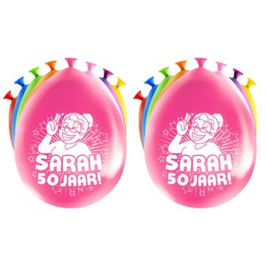 16x stuks Sarah/50 jaar feest ballonnen - diverse kleuren - latex - ca 30 cm