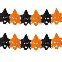 Set van 2x stuks halloween/Horror thema heksen/vogelverschrikkers feestslinger oranje/zwart 3 meter