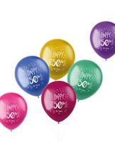 Folat - Ballonnen Shimmer 50 Jaar Meerkleurig 33cm - 6 stuks
