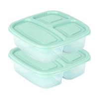 Plasticforte Vershoudbakje - 2x - 3-vaks - 1,2L - meal prep - herbruikbaar - mint groen - thumbnail