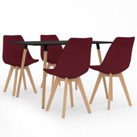 vidaXL 5-delige Eethoek wijnrood