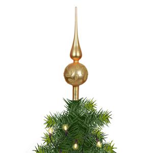 Decoris kerstboom piek - gedecoreerd - goud - glas - H31 cm - kerstboompiek