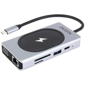 Dicota D32059 USB-C (USB 3.2 Gen 2) multiport hub 10 poorten Met aluminium behuizing, Met ingebouwde netwerkaansluiting, Met ingebouwde SD-kaartlezer, Met