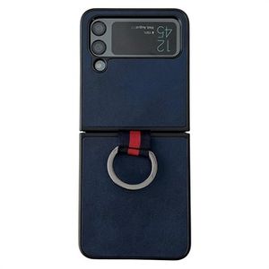 Samsung Galaxy Z Flip4 Gecoat Hoesje met Metalen Ring - Blauw