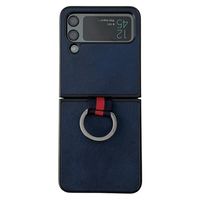 Samsung Galaxy Z Flip4 Gecoat Hoesje met Metalen Ring - Blauw - thumbnail