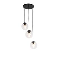 QAZQA Art deco hanglamp zwart 3-lichts - Pallon - thumbnail