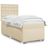 vidaXL Boxspring met matras stof crèmekleurig 80x200 cm, boxspring, ledikant, bedframe, bed, boxspring bed, bedbodem, seniorenbed, senioren bed