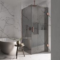 Saniclear Modern Copper rookglas douchecabine 100x80cm met 80cm deur anti-kalk geborsteld koper