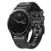 By Qubix - leer + siliconen bandje - Donkergrijs - Compatible met Garmin Fenix 8-51mm - Compatible Garmin bandje