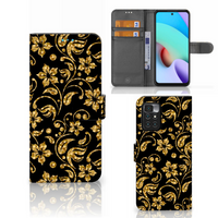 Xiaomi Redmi 10 Hoesje Gouden Bloemen