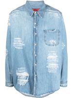 424 chemise en jean à effet usé - Bleu