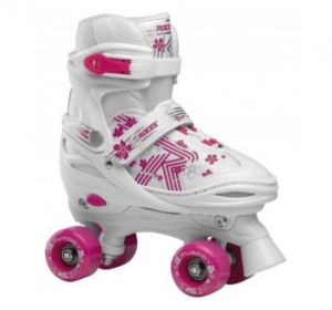 Roces Quaddy 3.0 Rolschaatsen Meisjes Wit/Roze Maat 38 41