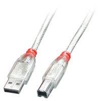 Lindy 41755 USB-kabel 5 m USB 2.0 USB A USB B Transparant