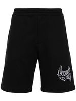 Alexander McQueen short de sport en coton à logo brodé - Noir