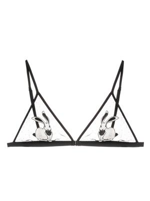 Fleur Du Mal soutien-gorge Bunny à bonnets triangle - Noir