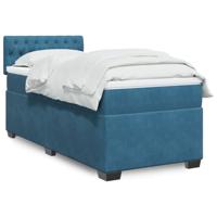vidaXL Boxspring met matras fluweel blauw 90x190 cm, boxspring, ledikant, bedframe, bed, boxspring bed, bedbodem, seniorenbed, senioren bed