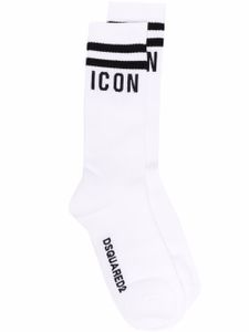 DSQUARED2 chaussettes à logo intarsia - Blanc