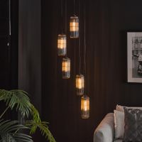 LifestyleFurn Hanglamp Alyson 5-lamps, Kleur Chroom - thumbnail