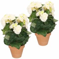 Set van 4x stuks kunstplanten Begonia in pot wit 30 cm