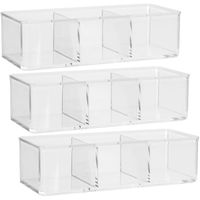 Set van 3x stuks make-up organizer 3 vakken rechthoek 23 x 8,5 cm van kunststof