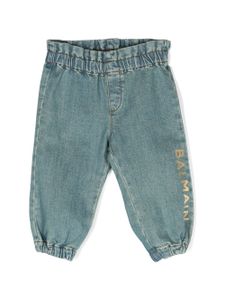 Balmain Kids jean fuselé à logo imprimé - Bleu